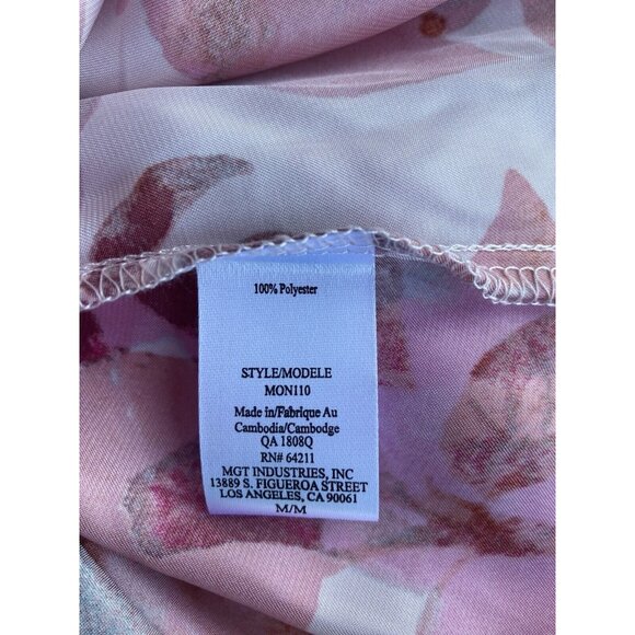 Women's Satin Babydoll Nightgown Valentine Pink Floral Spaghetti Straps‎ Size M - Picture 6 of 8
